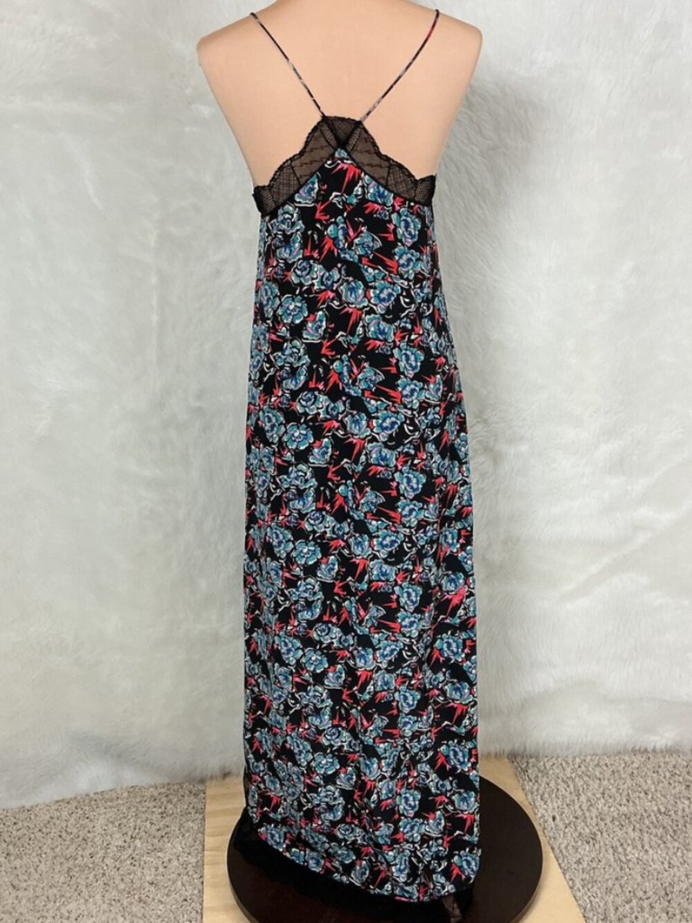 Zadig & Voltaire Ristyl CDC Thunder Black Floral Lace Silk Slip Dress XS - Picture 4 of 8